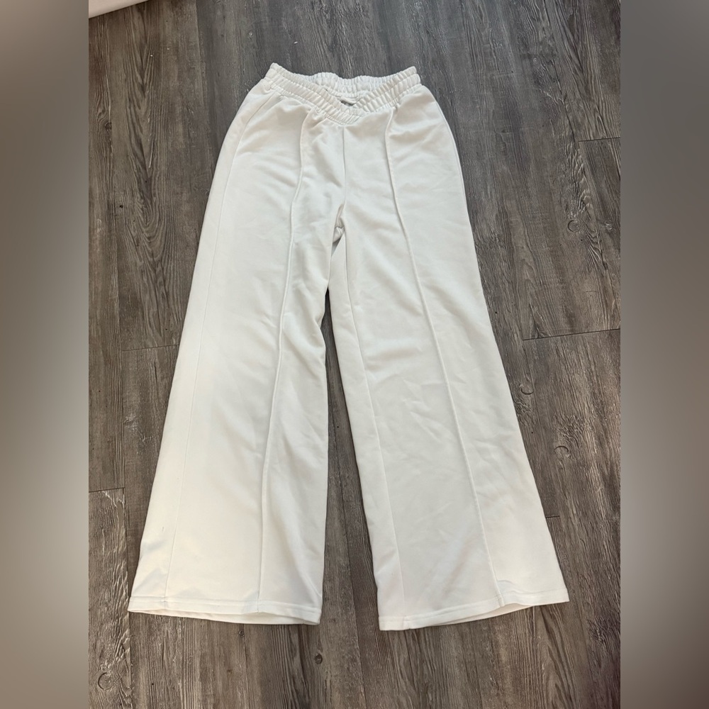 White Wide-Leg Sweatpants